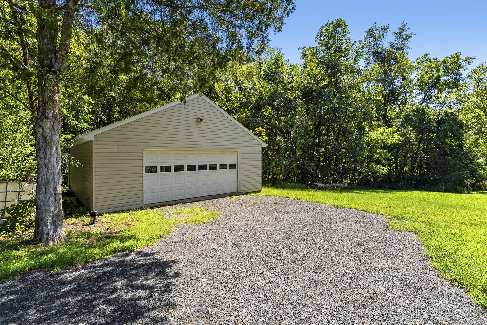 Detached two-car garage with workshop space
